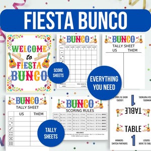 Folha de Pontuação do Fiesta Bunco, Cinco de Mayo Bunco, Folhas de Contagem do Fiesta Bunco, Placares do Fiesta Bunco, Regras do Jogo Bunco, Números da Mesa Bunco