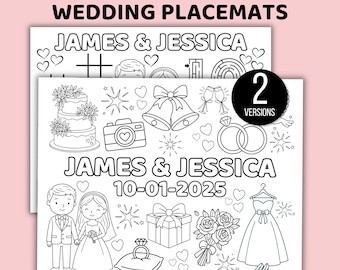 Wedding Activity Placemat Printable, Wedding Coloring Page, Wedding Coloring Sheets, Wedding Activity Pages, Wedding Reception Placemat