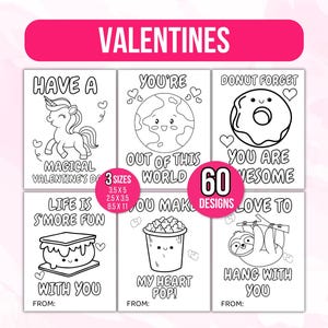 Valentines Coloring Cards, Valentines Day Valentine Cards, Valentine's Cards for Kids, Classroom Valentine Activity, Printable Valentines
