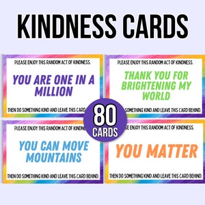 Zufällige Akt der Freundlichkeit Karten, Freundlichkeitskarten, 60 positive Affirmationskarten, Komplimentkarten, Taten der Freundlichkeit, Kindness-Challenge