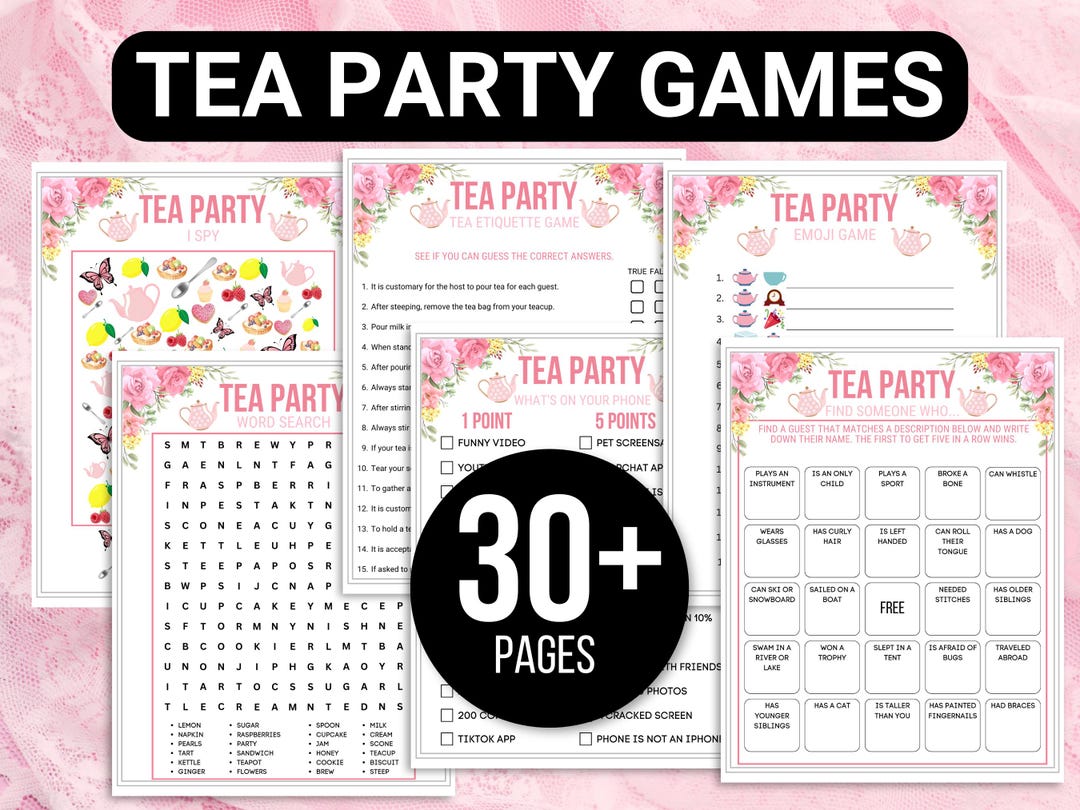 Tea Party Games Printable Bundle, Tea Party Activities, Ladies Tea ...