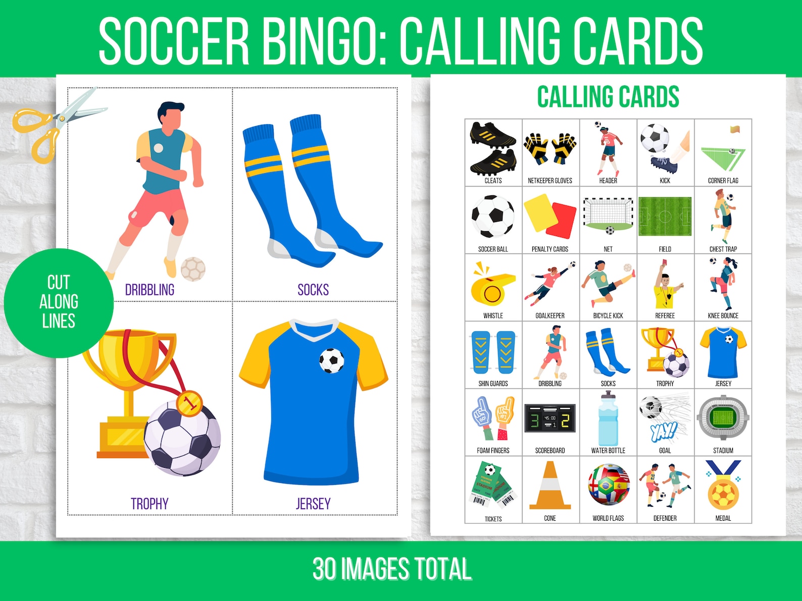 Soccer Bingo 30 Unique Printable Soccer Bingo Cards Soccer Etsy