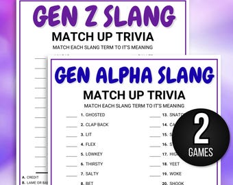 Teen Slang Trivia Game, Gen Alpha Game, Gen Alpha Slang Game, Gen Alpha Pop Culture Quiz, Fun Gen Z Printable, Gen Z Trivia, Gen Z Party
