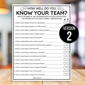 Office Games, Team Building Games, How Well Do You Know Your Team, Coworker Games, Happy Hour Office Party, How Well Do You Know Your Boss