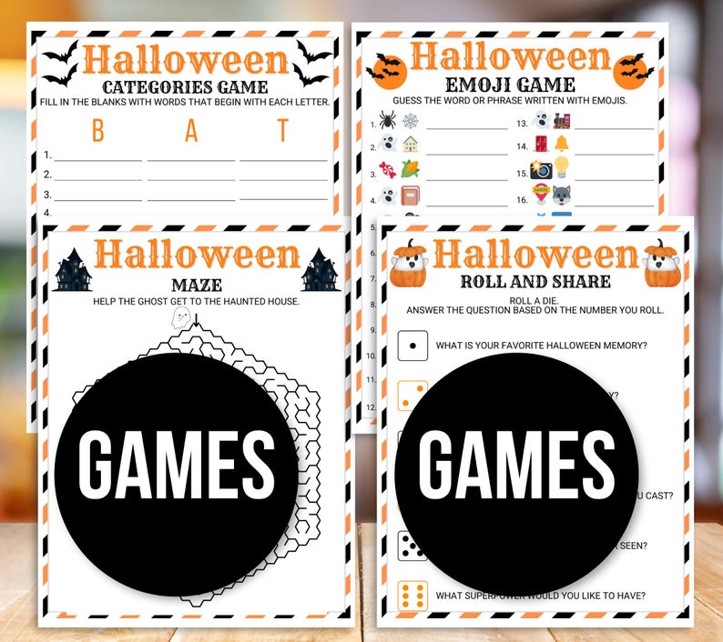 Halloween Games, Halloween Party Games, Halloween Activities, Halloween Games for Kids, Halloween Printable, Halloween Activities Bundle