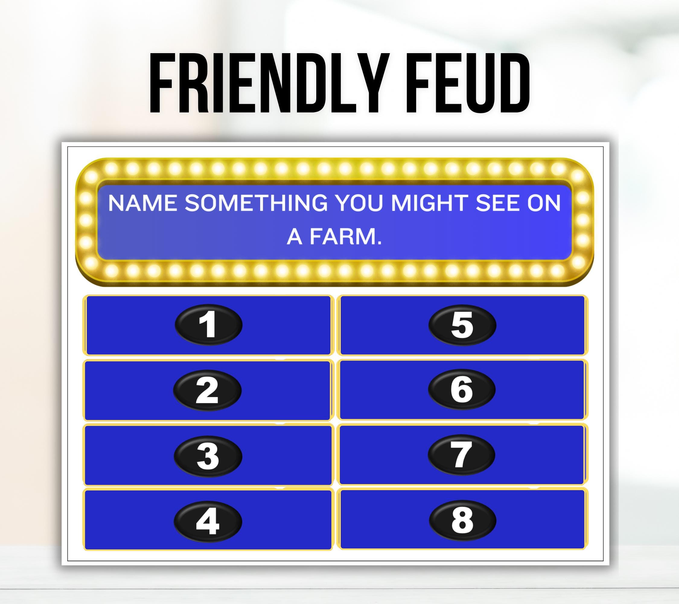 Friendly Feud Game, Trivia Feud Game, Feud Activity Game, Printable ...