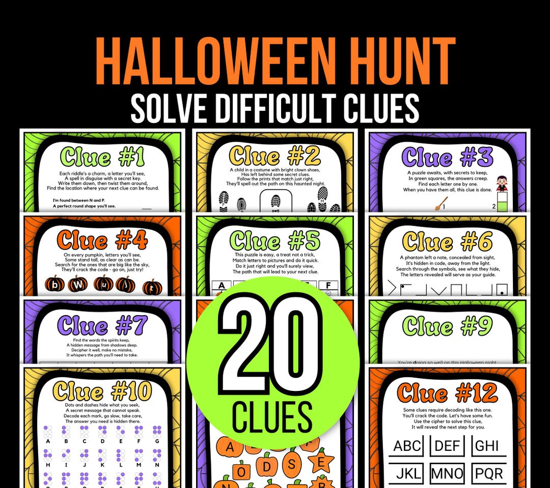 Indoor Halloween Treasure Hunt for Teens, Halloween Scavenger Hunt ...