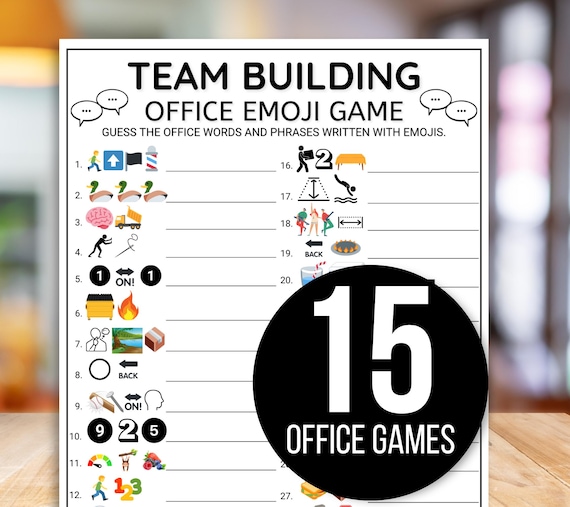Office Games, Team Building Games, Office Emoji Games, Coworker Games, Happy Hour Office Party, Printable Team Building Game, Work Party