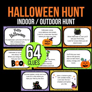 Búsqueda del tesoro de Halloween, búsqueda del tesoro de Halloween en interiores, búsqueda del tesoro de Halloween al aire libre, pistas de búsqueda del tesoro de Halloween, pistas de búsqueda del tesoro para niños