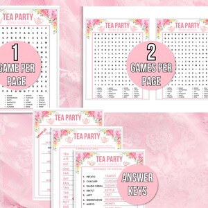 Tea Party Games Printable Bundle, Tea Party Activities, Ladies Tea ...