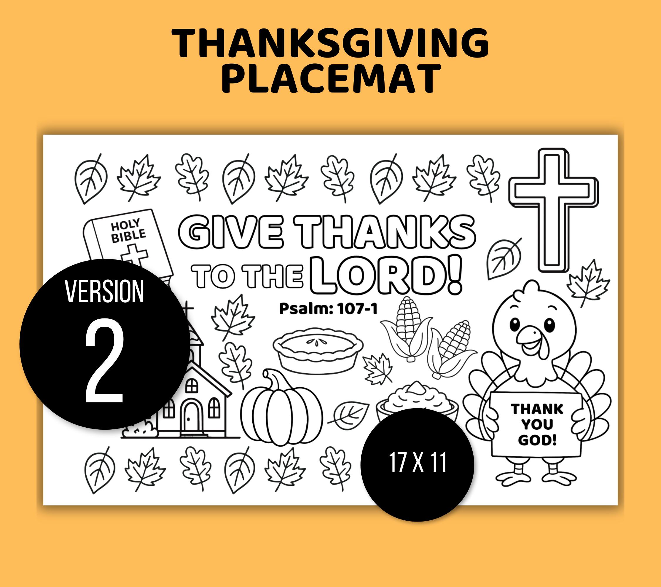 Thanksgiving Bible Activity Placemat Printable, Bible Coloring Page ...