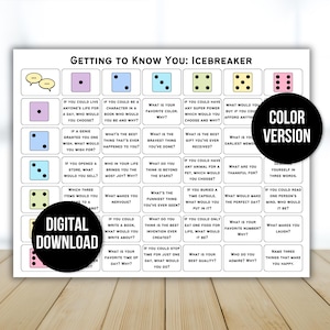 Icebreaker Game, Icebreaker Activity, Team Building Game, Table Talk Dice, Roll and Tell Game, Getting to Know You Game, Icebreaker Question