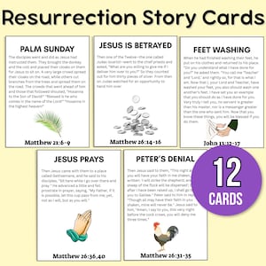 Tarjetas de historias de Pascua, Tarjetas de historias de resurrección, Tarjetas de Semana Santa, Juego de historias de Pascua, Adviento de Pascua, Versículos bíblicos de Pascua, Tarjetas de las Escrituras de Pascua