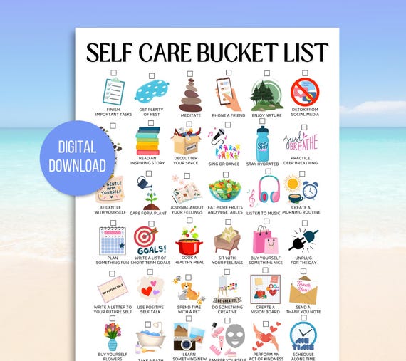 Self Care Bucket List, Self Care Challenge, Self Love Challenge, Wellness Bucket List, Self Care Checklist, Self Care Activity, Self Care