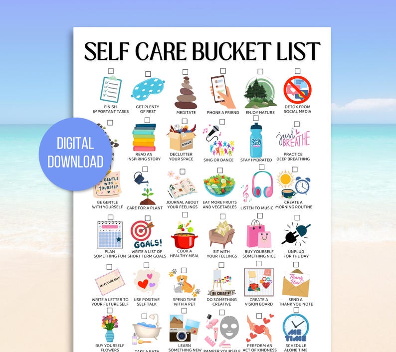 Self Care Bucket List, Self Care Challenge, Self Love Challenge, Wellness Bucket List, Self Care Checklist, Self Care Activity, Self Care