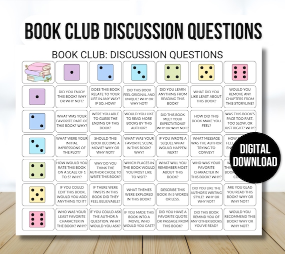Book Club Discussion Questions Game, Book Club Game, Book Club Discussion Prompts, Book Lover Game, Book Game, Book Club Activity, Book Game