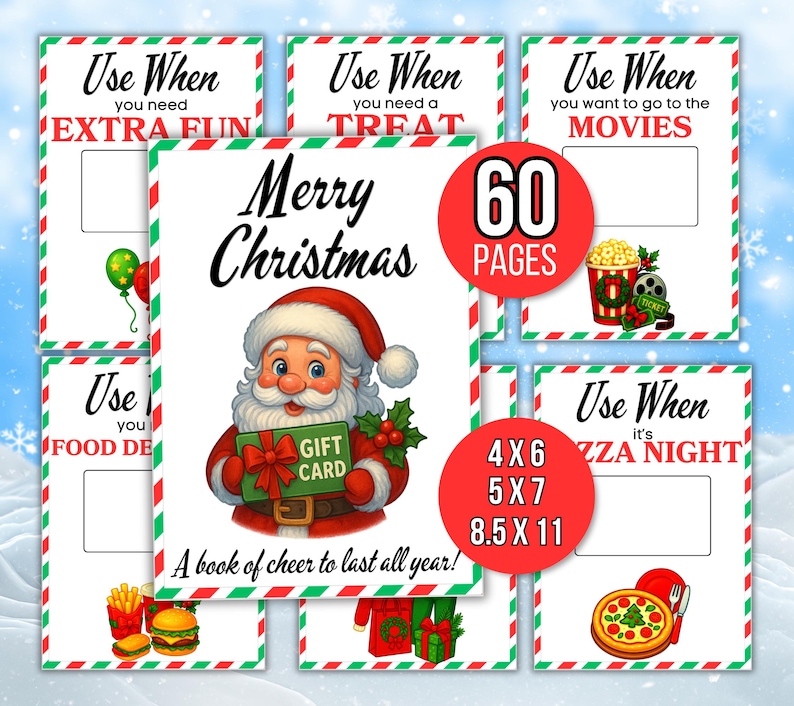 Christmas Gift Card Book, Printable Gift Card Book, Christmas Card Holder, Christmas College Care Package Kit, Personalized Gift Card Holder