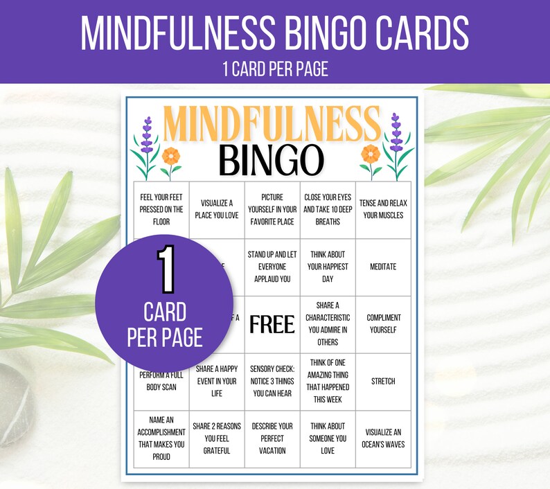 Mindfulness Bingo, 30 Mindfulness Bingo Cards, Gratitude Bingo, Mindfulness Activity, Mindfulness Game, Counseling Activity, Counseling Game