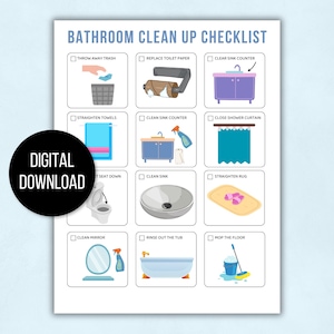 Kids Cleaning Checklist with Pictures, Kids Tidying Checklists, Kids Chore Chart, Kids Chore List, Kids Daily Routines, Kids Weekly Chores