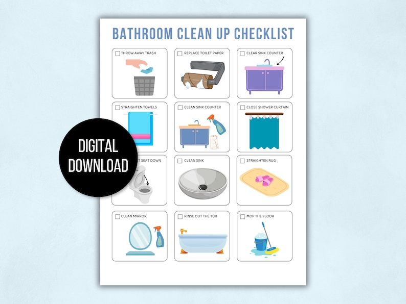 Kids Cleaning Checklist with Pictures, Kids Tidying Checklists, Kids Chore Chart, Kids Chore List, Kids Daily Routines, Kids Weekly Chores