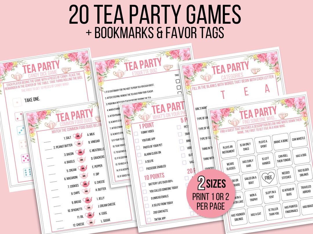 Tea Party Games Printable Bundle, Tea Party Activities, Ladies Tea ...