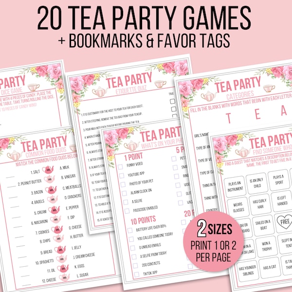 Tea Party Games Printable Bundle, Tea Party Activities, Ladies Tea Party Games, Tea Party Bundle, Garden Tea Party, Kids Tea Party Birthday