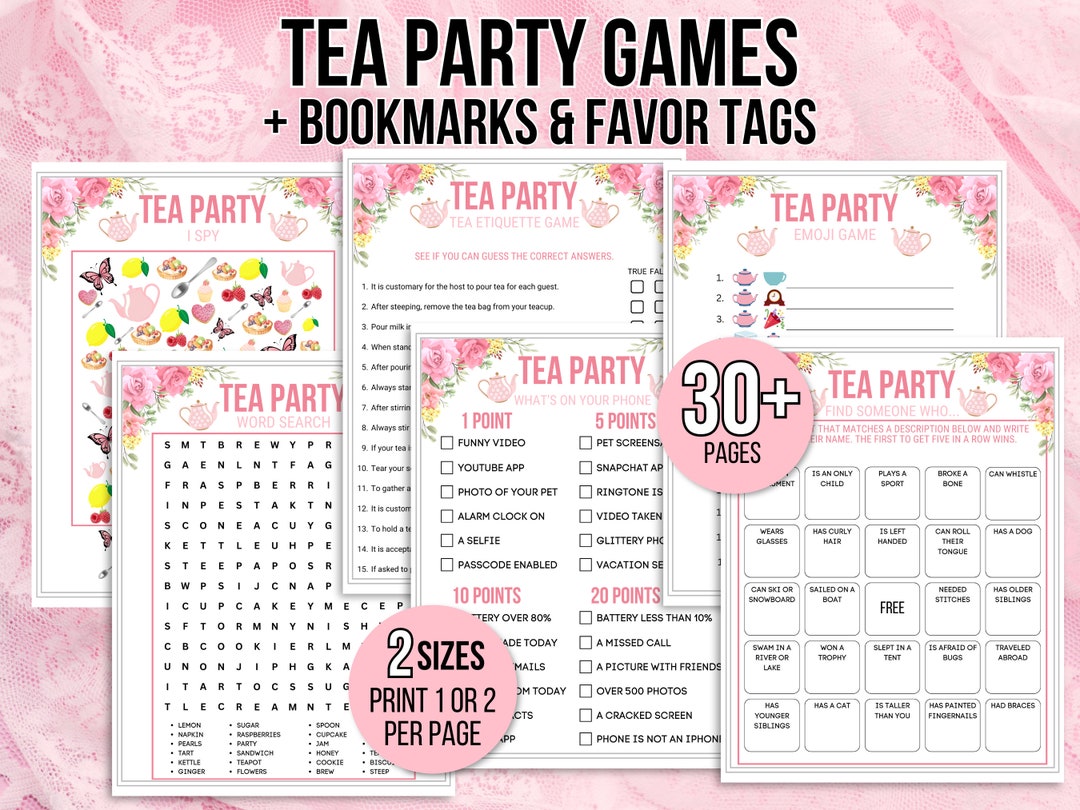 Tea Party Games Printable Bundle, Tea Party Activities, Ladies Tea ...