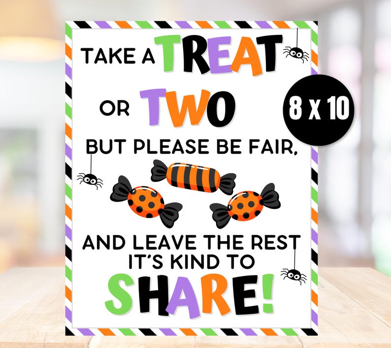 Halloween Trick or Treat Sign, Halloween Candy Sign, Take One or Two Treats Sign, Porch Trick or Treat Sign, Printable Halloween Candy Sign