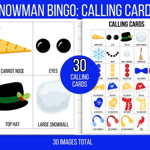 Snowman Bingo, 30 Printable Snowman Bingo Cards, Winter Bingo, Winter ...