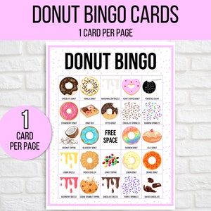 Donut Bingo, 30 Printable Donut Bingo Cards, Donut Birthday, Donut ...