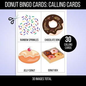 Donut Bingo, 30 Printable Donut Bingo Cards, Donut Birthday, Donut ...