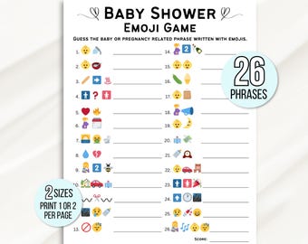 Baby Shower Emoji Game, Emoji Baby Shower Game, Baby Emoji Game, Baby Phrases Emoji Game, Baby Shower Games Printable, Emoji Baby Sprinkle