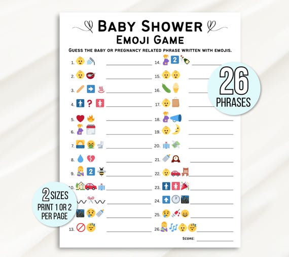 Baby Shower Emoji Game, Emoji Baby Shower Game, Baby Emoji Game, Baby Phrases Emoji Game, Baby Shower Games Printable, Emoji Baby Sprinkle