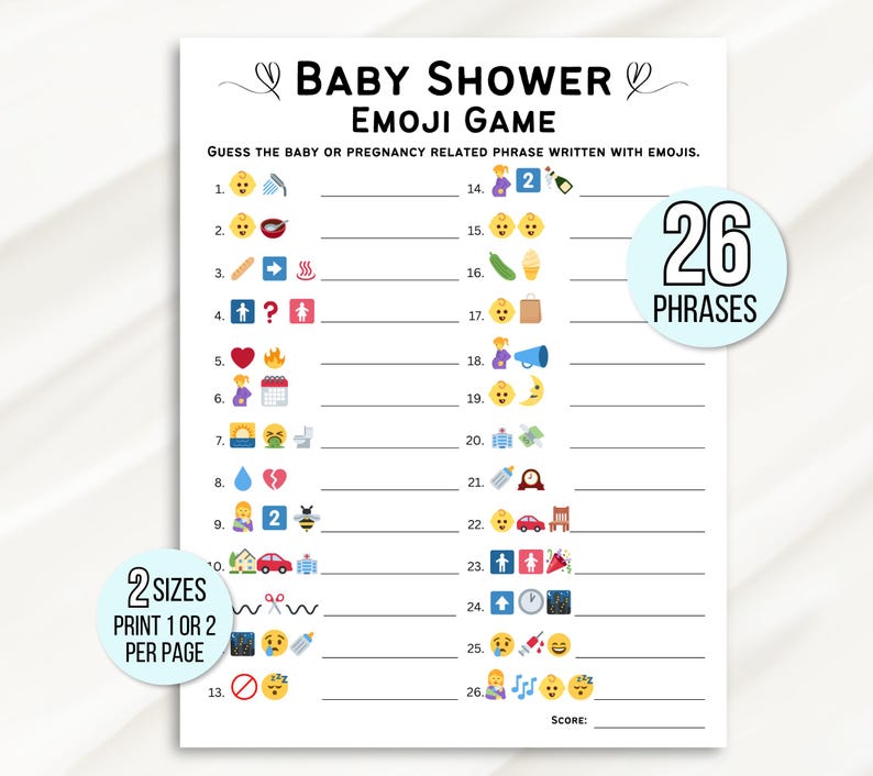 Baby Shower Emoji Game, Emoji Baby Shower Game, Baby Emoji Game, Baby Phrases Emoji Game, Baby Shower Games Printable, Emoji Baby Sprinkle