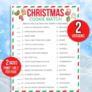 Christmas Cookie Match Game, Christmas Games, Printable Christmas Games, Christmas Family Games, Christmas Games for Kids, Christmas Trivia