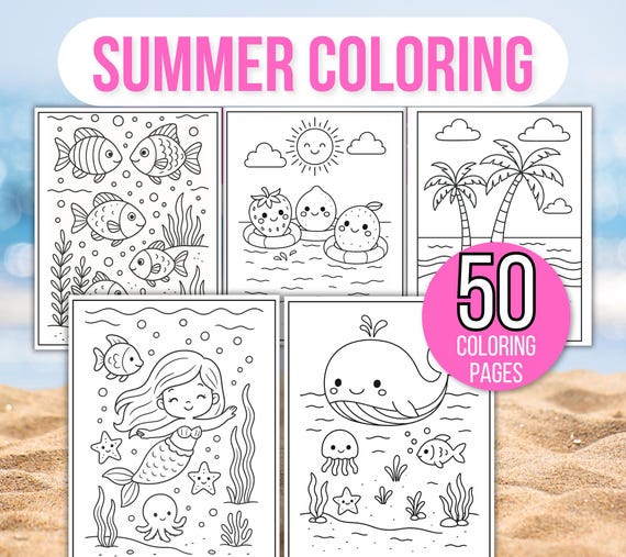 Summer Coloring Pages, Summer Coloring Book, Summer Coloring Sheets, Beach Coloring Pages, Summer Coloring Pages for Kids, Summer Activities