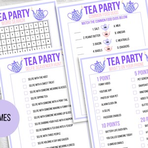 Tea Party Games Printable, Tea Party Activities, Girls Tea Party Games ...