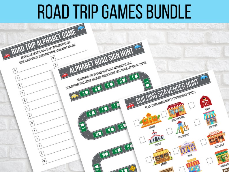 Kids Road Trip Games Printable Travel Activities Road Trip - Etsy