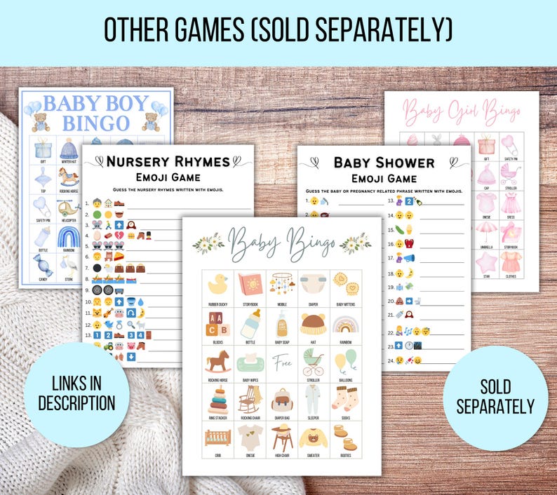 100 Baby Shower Bingo Cards, Unique Prefilled Baby Bingo Game Cards, Baby Gift Bingo Cards, Baby Shower Bingo Game, Minimalist Baby Bingo