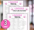 Lingerie Trivia Game, Lingerie Game, Lingerie Party, Bachelorette Party Game, Bridal Shower Games, Lingerie Shower Game, Ladies Night Games