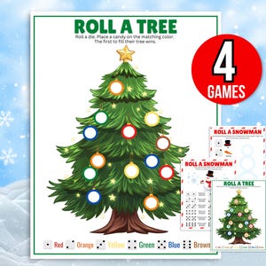 Roll a Christmas Tree Game Printable, Roll a Snowman, Roll a Dice Bundle, Christmas Games for Kids, Roll a Dice Christmas Bundle, Roll Dice