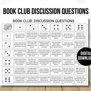 Book Club Discussion Questions Game, Book Club Game, Book Club Discussion Prompts, Book Lover Game, Book Game, Book Club Activity, Book Game