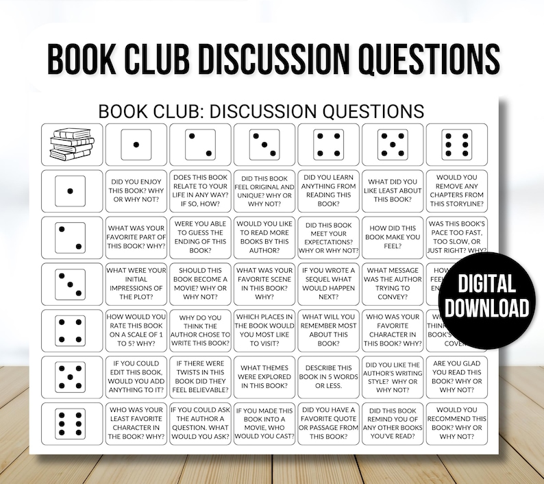 Book Club Discussion Questions Game, Book Club Game, Book Club Discussion Prompts, Book Lover Game, Book Game, Book Club Activity, Book Game