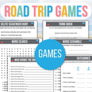 Mega Kids Road Trip Games, Travel Activities, Road Trip Games Bundle, Kids Travel Games, Kids Car Activities, Family Road Trip Games, Trip image 4