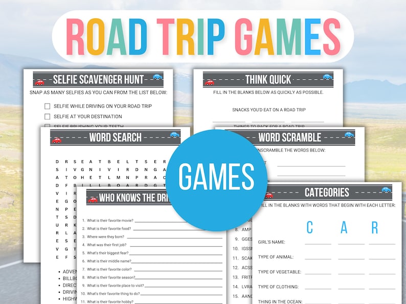 Mega Kids Road Trip Games, Travel Activities, Road Trip Games Bundle, Kids Travel Games, Kids Car Activities, Family Road Trip Games, Trip image 4
