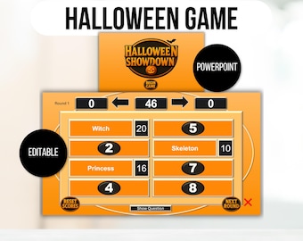Editable Halloween PowerPoint Game, Halloween Friendly Quiz Game, Halloween Friendly Quiz Template, Halloween Editable PowerPoint Game, Feud