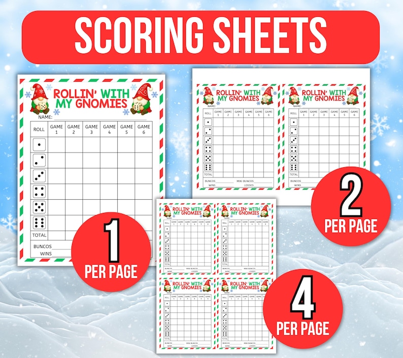 Christmas Bunco Score Sheet, Christmas Gnome Bunco, Christmas Bunco, Christmas Bunco Game, Christmas Bunco Scorecards, Bunco Tally Sheets
