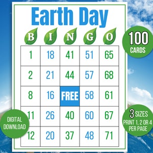 Earth Day Bingo, Earth Day Game, Earth Day Party Activity, Earth Day Printable, Earth Day Party Game, Earth Day Carte Bingo for Kids