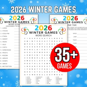 Winter Games Trivia Bundle, Winter Games Bundle, Team USA Watch Party Games, Winter Activities, Winter Games Word Search, Winter Game Bundle