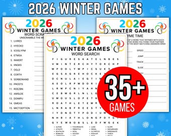 Winter Games Trivia Bundle, Winter Games Bundle, Team USA Watch Party Games, Winter Activities, Winter Games Word Search, Winter Game Bundle